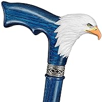 Asterom Hand-Painted Wooden Carved Walking Cane for Men - Bald Eagle - Unique Wood Cane Stylish Walking Stick