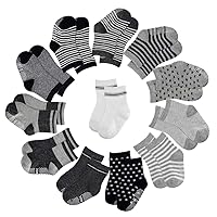 12 Pairs Anti-slip Toddler Socks, Kids Baby Socks Unisex 12-36 Months 1-3 Years