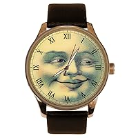Man on The Moon, Large 40 mm Solid Brass Symbolic Vintage Art Collectible Watch