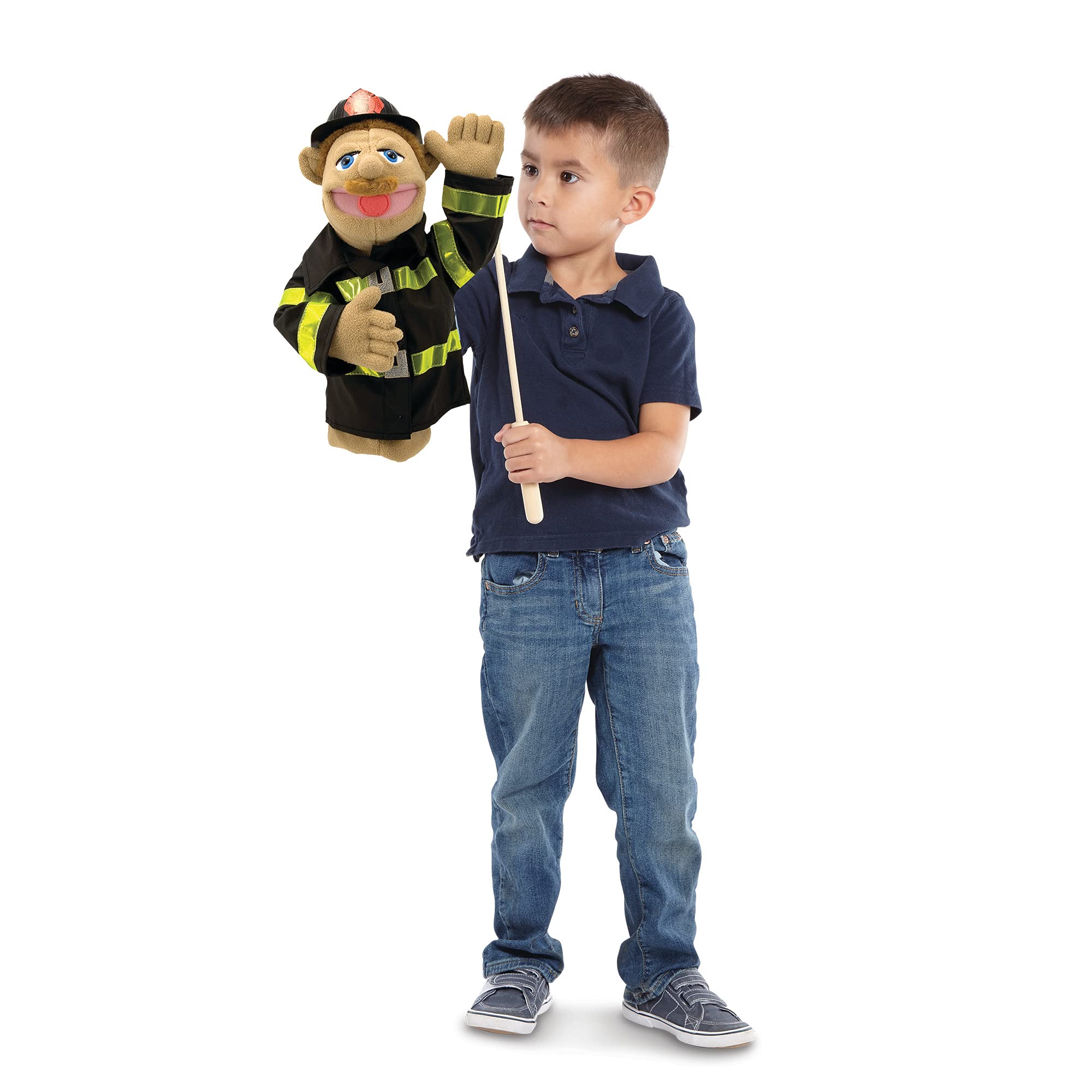 Melissa & Doug Rescue Puppet Set - Police Officer and Firefighter - Soft, Plush Puppets For Kids Ages 3+