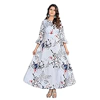 Jessica-Stuff Women Floral Print Crepe Blend Stitched Anarkali Gown Wedding Dress (1123)