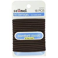 Scunci Large No Damage Elastics, Brown, 18 pk