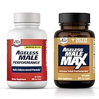 Ageless Male Max Total Testosterone Booster & Ageless Male Performance Nitric Oxide Booster for Men - Improve Workouts, Reduce Fat Faster Than Exercise Alone, Promote Arousal, Energy & Drive