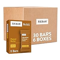 RXBAR Protein Bars, 12g Protein, Gluten Free Snacks, Peanut Butter (6 Boxes, 30 Bars)
