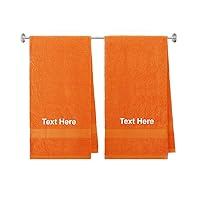 Free Embroidered Name, Initial Monogram on Terry Cotton Large Hand Towels, Orange