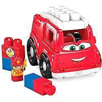 Mega BLOKS First Builders Toddler Building Blocks Toy Set, Freddy Firetruck with 6 Pieces and Storage, 1 Figure, Red, Ages 1+ Years