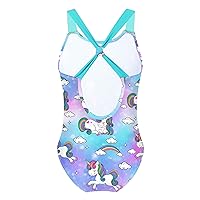 Kids Girls One Piece Horse Printed Swimsuits Criss Cross Back Swimwear Beach Sport Bathing Suit