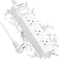 IPX6 Outdoor Power Strip Weatherproof, Waterproof Surge Protector with 3 Wide Outlet, Flat Outlet Extension Cord, FCC UL Listed.