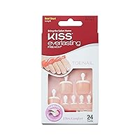KISS Everlasting, Press On Toenails, Nail Glue Included, Limitless', French, Short Size, Squoval Shape, Includes 24 Nails, 2g Glue, 1 Manicure Stick, 1 Mini file