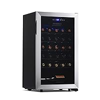 NewAir Compressor Wine Cooler Refrigerator in Stainless Steel | 33 Bottle Capacity | Freestanding or Built-In Fridge | UV Protected Glass Door with Digital Thermostat NWC033SS01