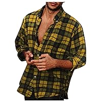 Mens Flannel Shirts Plaid Long Sleeve Casual Button-Down Shirts Flannel Lightweight Shirt for Men Regular Fit Slim Fit