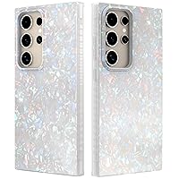 LONLI Hue - for Samsung Galaxy S24 Ultra Case - White Pearl Tort - Unique, Elegant and Aesthetic Shockproof Cover for Women, Girls and Men (2024)