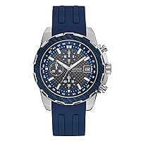 GUESS Men Chronograph Quartz Watch with Silicone Strap W1047G2, Metallic, Bracelet
