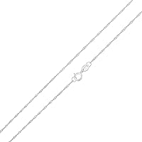 Ioka Jewelry - 14K White Solid Gold 0.9mm Singapore Chain Necklace - 16