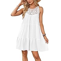 Women's 2024 Summer Halter Dress, Boho Flowy Sleeveless Sun Dress, A-Line Tiered Casual Beach Vacation Mini Sundress