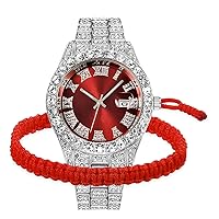 Unisex Luxury Iced Out Watch Mens Diamond Watches Roman Numerals Watches Quartz Analog Wrist Watch