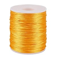 Elecrelive 109 Yards 1.5mm Rattail Satin Nylon Trim Silk Cord Chinese Knotting Beading String Macrame Thread Cord Orange for Necklace Bracelet Braided Jewelry Making