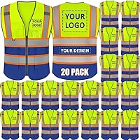 Custom Logo 10/20 Pack Safety Vest Class 2 High Visibility Vest with Pockets Breathable Construction Vest Bulk