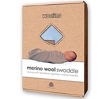 Woolino Baby Swaddle Blanket, 100% Merino Wool Receiving Blanket for Boys & Girls, Swaddles for Newborns 0-3 Months, Blue
