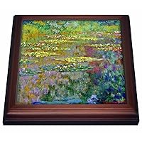 3dRose Water Lilies by Impressionist Artist Claude Monet-Water Lilies on Lake Famous Nature Impressionism Trivet with Ceramic Tile, 8 by 8