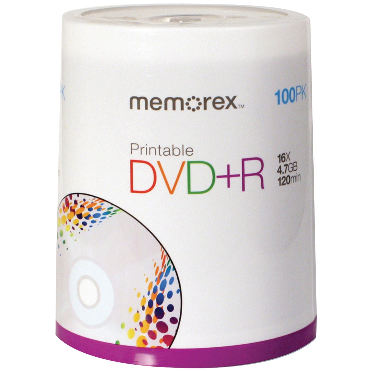 Memorex DVD plus R 16x 4.7GB 100 Pack Spindle Printable