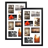 4x6 Black Collage Picture Frames Set of 2, 8 Openings Matted Collage Frame for 4x6 Pictures to Display 16 Multi Photos for Wall