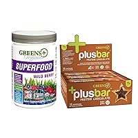 Greens Plus Organic Superfood Wild Berry with Protein Dark Chocolate, Vegan, Non GMO, Gluten Free, Whey Protein, Premium Nutrition, Set of 2