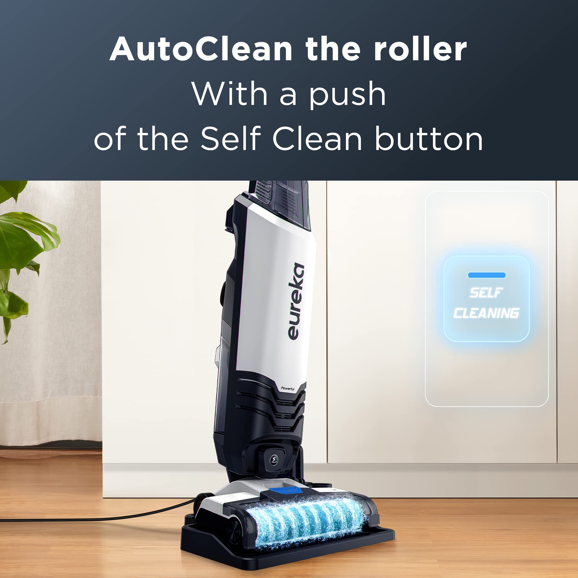 EUREKA All in One Wet Dry Vacuum Cleaner and Mop for Multi-Surface, Corded Lightweight Self-Cleaning System, for Hard Floors and Area Rugs, 2-in-1, Black and White