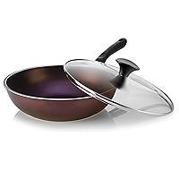TECHEF - Art Pan Collection Wok/Stir-Fry Pan, Coated 5 times with Teflon Select Non-Stick Coating (PFOA Free) - Made in Korea (12 IN with Lid)