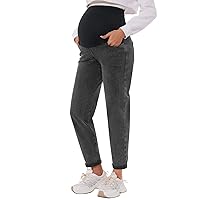 POSHGLAM Women's Maternity Jeans Over Belly Comfy Stretch Boyfriend Jeans Denim Pregnancy Pants, S-XXL