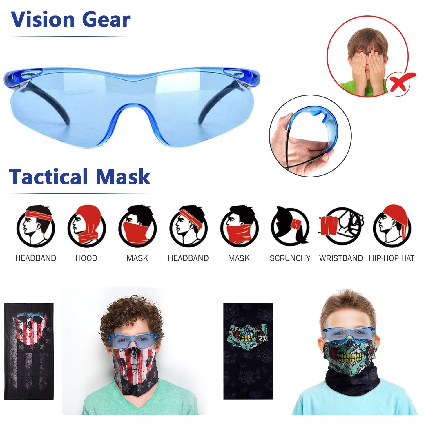 2 Pack Kids Tactical Vest Kit for Nerf Guns Game N-Strike Elite Series Wars with Refill Darts, Reload Clips, Dart Pouch, Tactical Mask, Wrist Band and Protective Glasses for Boys ,Girls