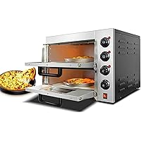 Commercial Double Layer Electric Oven, Stainless Steel Electric Pizza Oven with Stone Rack, Multifunctional Indoor Pizza Maker for Restaurant Home Pretzel Baking