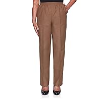 Alfred Dunner Womens Petite Classic Signature Fit Textured Trousers with All-Around Elastic Waistband