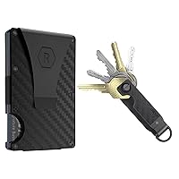 The Ridge Secure Essentials Bundle: Minimalist RFID-Blocking Slim Wallet with Money Clip & Compact Key Organizer Set (Carbon Fiber)