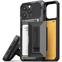 VRS DESIGN Damda Glide Hybrid Phone Case Designed for iPhone 15 Pro Max (2023), Functional Sturdy Wallet Card Holder Kickstand Case Compatible with iPhone 15 Pro Max (Groove Black)