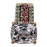 Carillon Kunzite Natural Gemstone Cushion Shape Pendant 10K, 14K, 18K Rose Gold Uniqe Jewelry