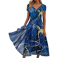 Spring Dresses for Women 2024 Maxi Empire Waist, Women's Dress Casual Fashion Knitted Patchwork Women's Dress