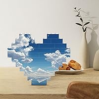 Building Block Puzzle Heart Shaped Building Bricks Sky and White Clouds Puzzles Block Puzzle for Adults 3D Micro Building Blocks for Home Decor Bricks Set