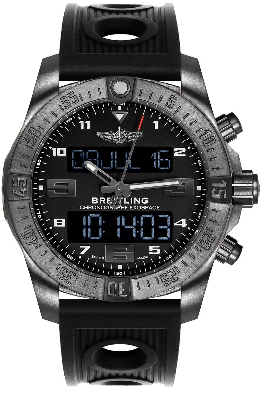 Breitling Exospace B55 Black Titanium Mens Watch w/Black Ocean Racer Rubber Strap
