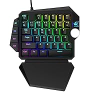 FELICON RGB Gaming Half Keyboard with Detachable Wrist Rest, 39 Programmable Keys Multimedia Knob Professional Rainbow Backlight Mechanical Gaming Keypad Compatible with PC/Xbox/PS4