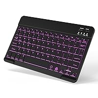 Backlit Bluetooth Keyboard Small Portable External Wireless Keyboard Cordless Rechargeable Illuminated for Android Tablet Cell Phone Smartphone iPad Pro Air Mini iPhone Windows Surface (Black)