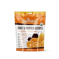 Honey and Propolis Lozenges Orange Flavor, Freshens Breath - Soothes a Throat- Immune Support with Vitamin C, Vitamin D and Zinc, 20 Count