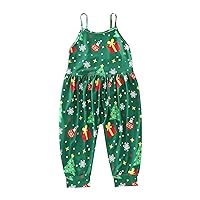 Kids Formal Jumpsuit Snowman Jumpsuit Kids Girl Tree Romper Baby Toddler Christmas Outfits Strap (Green, 4-5 Years)