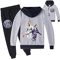 Football Star Zipper Jacket and Casual Jogger Pants-PSG Graphic Outfits Tracksuit