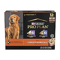 Purina Pro Plan Complete Essentials Lamb and Vegetables and Turkey and Vegetables Slices in Gravy 12ct High Protein Wet Dog Food Variety Pack - (Pack of 12) 13 oz. Cans