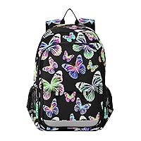 ALAZA Rainbow Colored Butterfly Print Laptop Backpack Purse for Women Men Travel Bag Casual Daypack with Compartment & Multiple Pockets