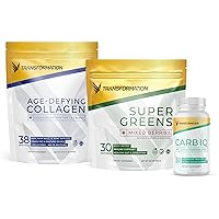 Transformation 3-Pack | Grass-Fed Hydrolyzed Collagen Peptides Powder (38 Servings), Super Greens (30 Servings) & Carb IQ (30 Servings) – Carbohydrate Metabolism Support