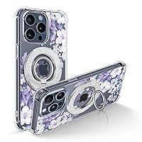 GVIEWIN Bundle - Compatible with iPhone 15 Pro Max Case (Foliolosa/Blue) + Magnetic Phone Ring Holder (Silver)