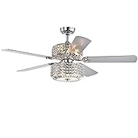 Warehouse of Tiffany CFL-8372REMO/CHD Walter Dual Lamp Chrome 52-inch w Crystal Shades (Includes Remote and Light Kit) Ceiling Fan, Silver