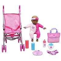 Gigo Dream Collections 14' Baby Doll with Stroller Set - African American in Gift Box